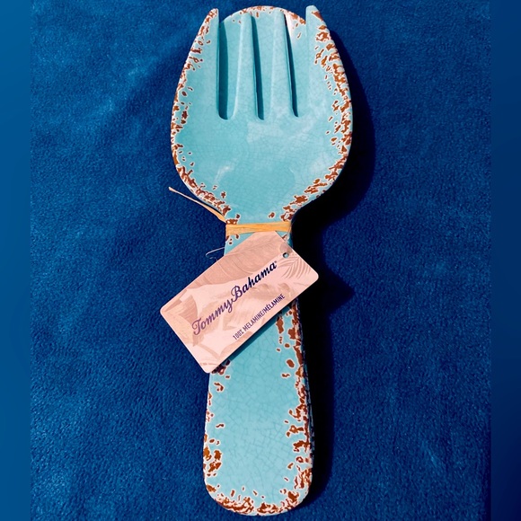 Tommy Bahama Other - Teal Rustic Crackle Tommy Bahama Melamine Spoon Rest & Salad Server Set NEW